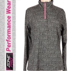 Quarter Zip Pullover Long Sleeve Athletic Zip Up Shirt Comfort Gray Pink Size 2X